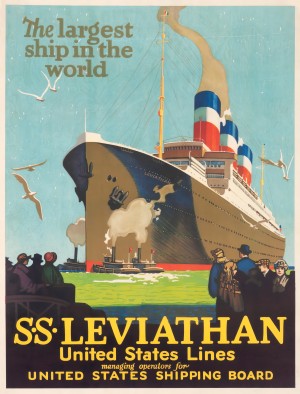 The largest ship in the world SS Leviathan United States Lines poster